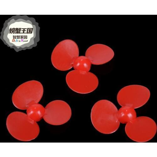 5pcs DIY Model Toys 3-blade Propeller Dia 90mm Aperture 2mm Red Plastic Paddles for Children Kids Assembly BoatMotor Screw Props