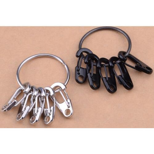 5pcs Carabiner Mini D-Ring Clip Hook Buckle & 1 ring Key Chain Outdoor Camping