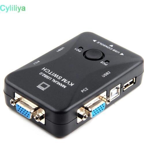 50pcs 2 Ports USB 2.0 Mouse Keyboard KVM Switch Switcher VGA SVGA Switch Box