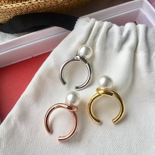 AAA Quality Fashion Kink Shape Adjustable Free Ring Natural Freshwater Pearl Rings Wedding Luxury Jewelry for Women