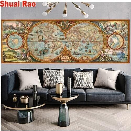 Large size Diy Diamond Painting world map Diamond Embroidery sale 5D Full resin Square round diamonds Mosaic art home decoration