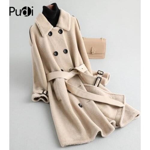 Aorice A19046 women winter belt genuine wool fur coat winter warm lady Real fur coat jacket over size parka