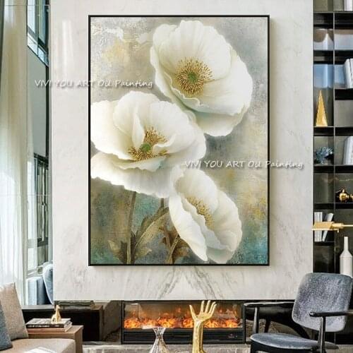 100% Handmade Large Flower Original Abstract Modern Life Oil Painting On Canvas Handpainted Textured Wall Pure Art For Office