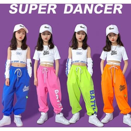 Kids Hip Hop Dancing Clothing Carnival Outfits Crop Tank Tops Jogger Pants For Girls Dance Wear Costume Stage Show Clothes