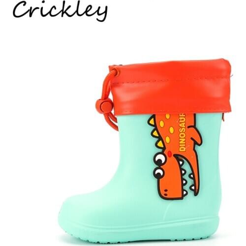 High Quality Children Rain Boots Cartoon Animal Pattern Waterproof Boots for Toddler Boys Girls Winter Plush Warm Kids Boots