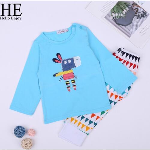 HE Hello Enjoy Baby Girls Clothing Sets Unisex Newborn Baby Boys Clothes 2019 Autumn Cartoon Long Sleeve Tops+Pants Kids Suits