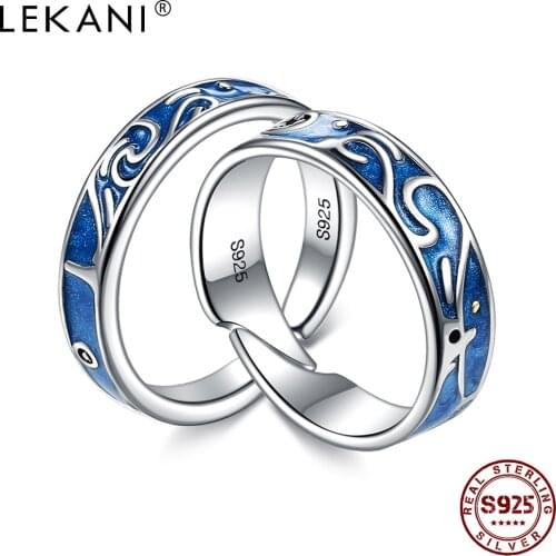 LEKANI Retro Style Ring For Women 925 Sterling Silver Auspicious Clouds Star Sky Lovers Rings Along Day And Night Love Jewelry