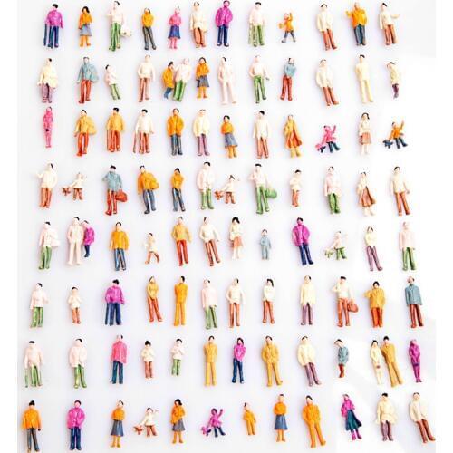 Hot 100pcs Model People Mini HO Scale 1:100 Painted Model People Mix Painted Model Train Park Street Passenger People Figures