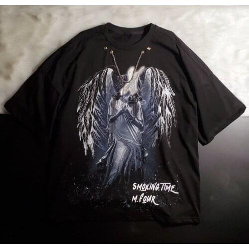 European and American street fashion necklace short sleeve T-shirt mens Korean loose T-shirt