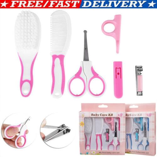 Portable 6Pcs Baby Newborn Health Care Set Nail Hair Manicure Brush Maternal Kids Care Grooming Kit Home Travel Kits