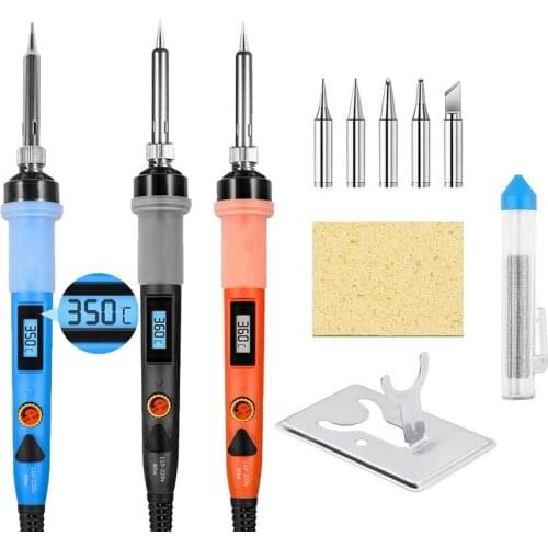 80W Electric Soldering Iron Kit Set Digital Temperature Adjustable 220V 110V Welding Tool Ceramic Heater Soldering Tips Rework