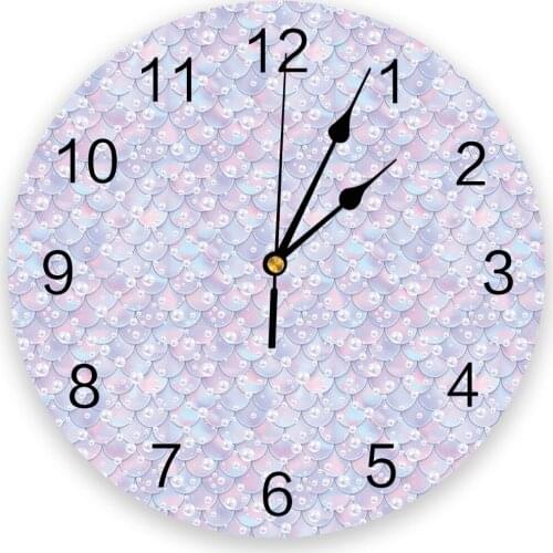 Mermaid Scales 3d Wall Clock Modern Design Farmhouse Decor Kitchen Vintage PVC Round Clock Living Room Decoration