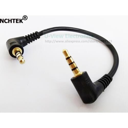 NCHTEK Dual 90 Degree Right Angled 3.5mm 4 Poles Stereo Male to Male Audio Extension Cable Black 15CM/Free DHL Shipping/100PCS