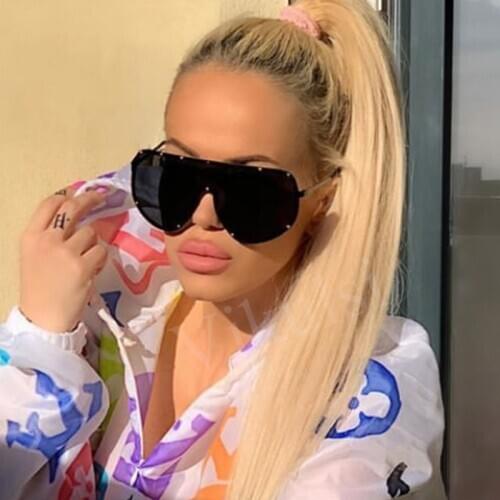 New Black Shield Goggles Sunglasses Women Brand Designer One Piece Pilot Sun glasses Men Cool Big Oversized Shades Glasses UV400