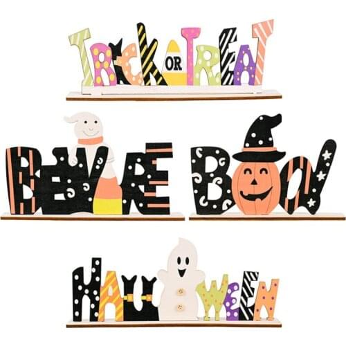 New Wood Halloween Crafts For Home Wooden Ghost Letter Festival Ornaments Halloween Decorations Home Decoretion