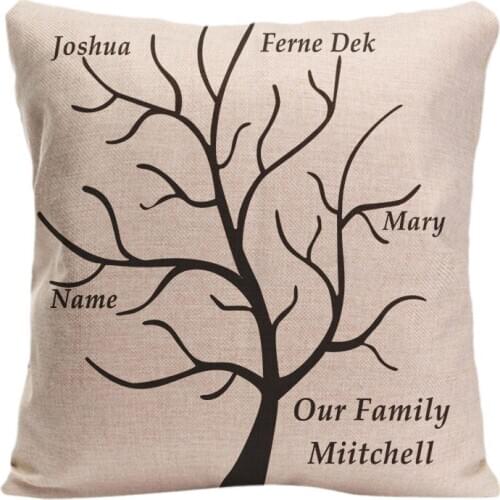 Personalized Family Tree Throw Pillow Case Cotton Linen Pillowcase Custom Family Member Name Home Gifts Decoration Cushion Cover
