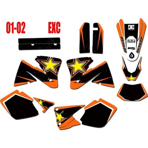 Motorcycle Personalised Graphics Background Stickers DECALS FOR KTM EXC 2002 2001 125-250 300 350-520 MXC 200 300 2001 EXC 2002