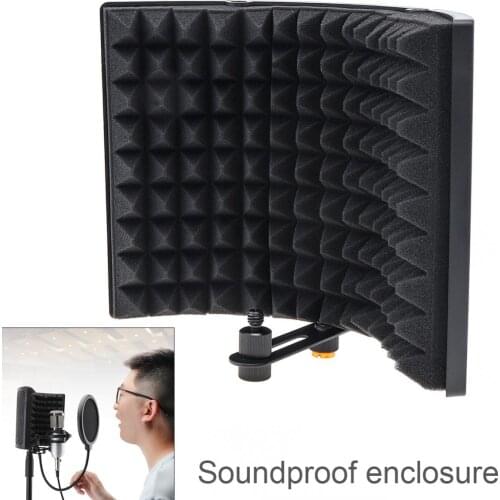 Plastic Microphone Isolation Shield 3-Panel Curved Surface Wind Screen 3/8" and 5/8" Threaded High Density Absorbing Foam