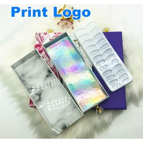 Luxury Nail Box Storage Packaging Box In Bulk Marble/Pink/Purple Rectangle Shape Fake Nail Packaging Box Custom Logo