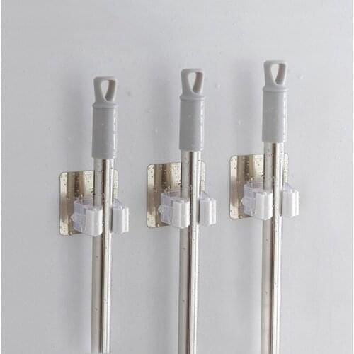Self Adhesive Multi-Purpose Hooks Wall Mounted Mop Organizer Holder RackBrush Broom Hanger Hook Kitchen bathroom Strong Hooks