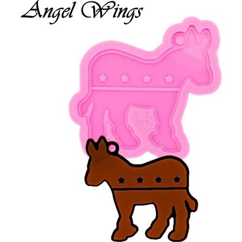 Democrat Donkey/Elephant/Buffalo/Dove Keychain Silicone Molds DIY Shiny Jewelry Mould Epoxy Resin Mold DY0389