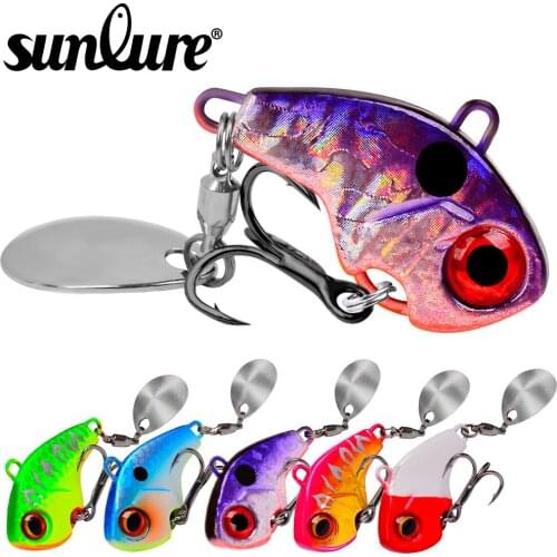 Sunlure 5PC VIB Spinnerbait Fishing Lures 6-10-15-21-28g Metal Spoon Jigging Spinner Baits for Bass Pike Trout Pesca Tackle