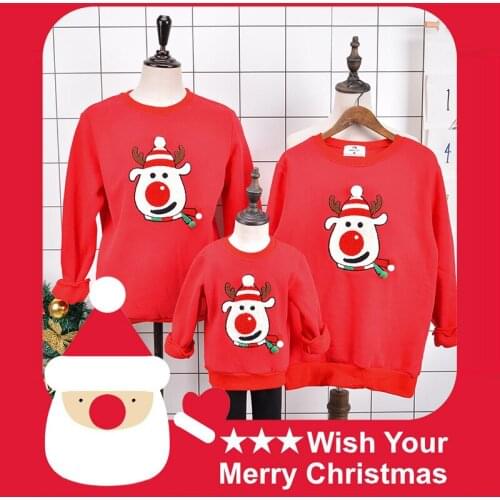 Sweatshirt New Year Christmas Parent-Child Sweaters Xmas Pajamas Warm Elk Family Matching Outfits Adult Kids Gift