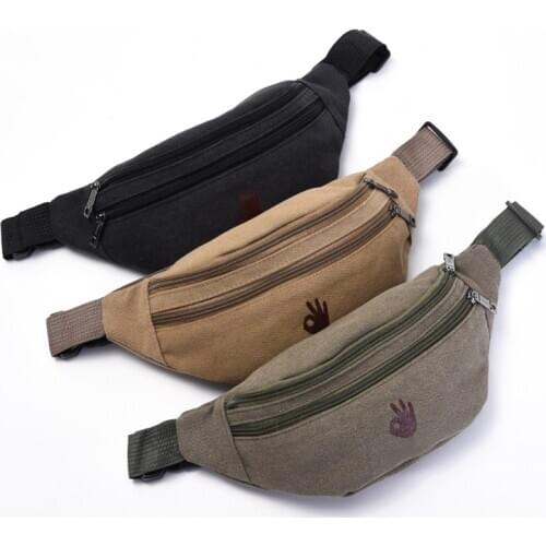 Canvas Waist Bag fashional crossbody purse Male Casual Functional fanny pack mens cross body bag Phone Waist Pack Hip Bag