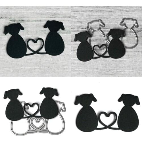 VIVIXIXILAOJH Heart Couple Dog Metal Cutting Dies Stencil Scrapbooking DIY Album Stamp Paper Card Mold Embossing Decor