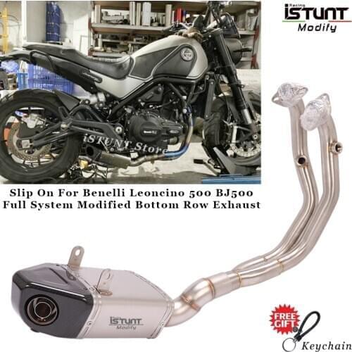 Motorcycle Exhaust Full System Modified Bottom Row Muffler Escape Front Link Pipe Slip On For Benelli Leoncino 500 BJ500