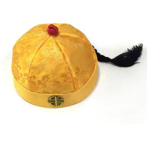Embroidered Braid Skullcap Crown Prince Cap for Children Women Men Landlord Hat Emperors Hat In China Qing Dynasty GH-378