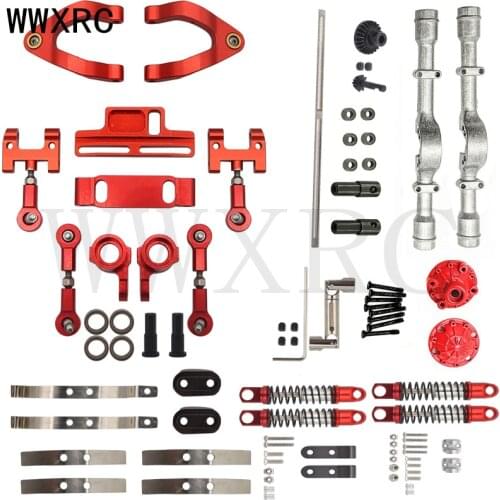WPL D12 Metal Rear Axle Kit Front Rear Shock Absorber Leaf Springs Steering Cup Upper Lower Swing Arm Slider Set Upgrade Parts