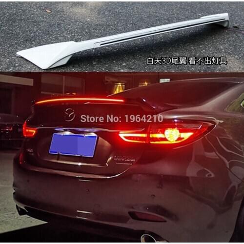 ABS Plastic Painted Black Red White Color Rear Spoiler Trunk Boot Wing Spoiler With Led Light For Mazda 6 ATENZA 2014-2020