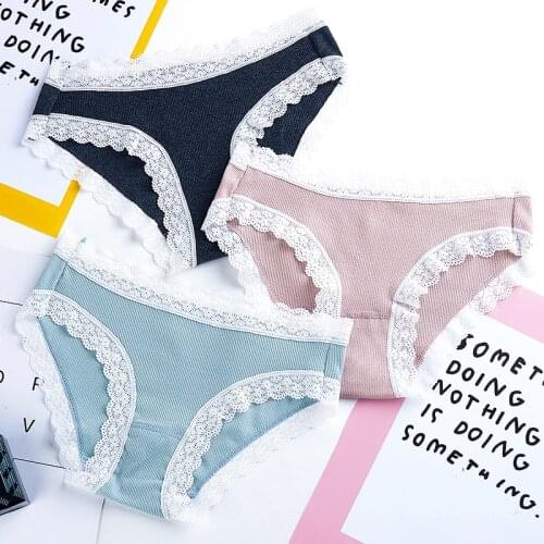 Womens Sexy Lace Panties Thongs Underwear Panties Briefs for Ladies Thongs Lingerie 3pcs/Lot Plus Size Lingere Panties Sexy