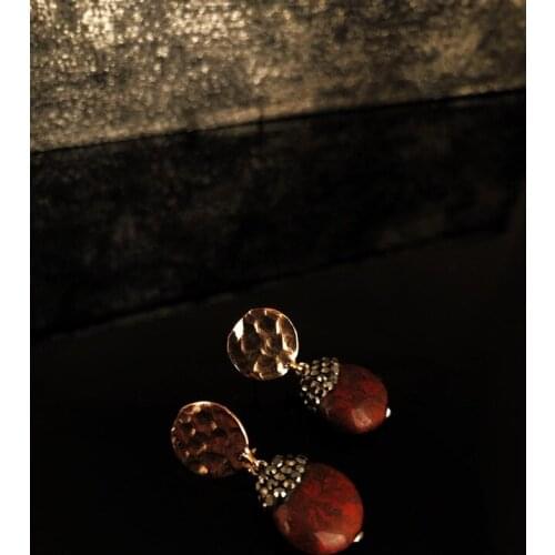 Dr Stone Natural Stone Women 'S Tiger 'S Eye Stone Rose Gold Plated Earrings R 439800149