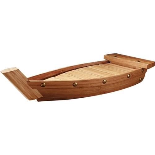 1Pcs Practical Bamboo Sushi Plate Boat Shaped Dish Japanese Style Snack Tray Serving Dish