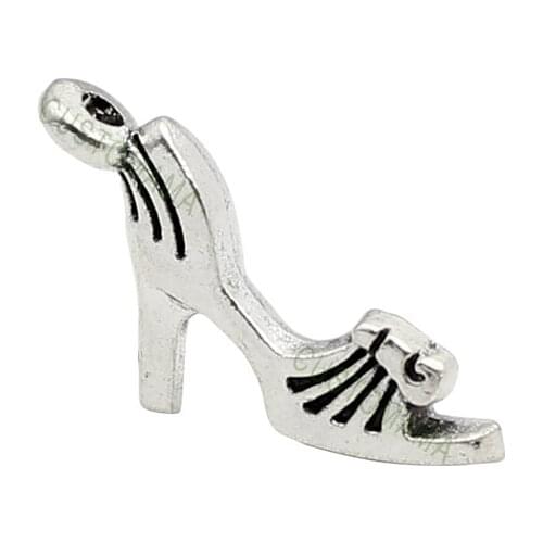 100pcs-High Heel Charms Antique Silver 2 Sided Shoe Charm Pendant 17x11mm