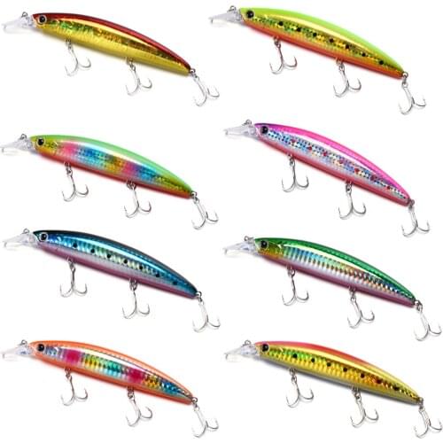 110mm 19g Minnow Lure Hard Professional Seawater Long Casting Lure Floating Wobblers Artificial Bait Fishing Fish Hooks