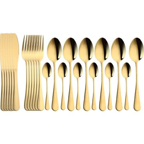 24pcs 18/10 Stainless Steel Cutlery Set Gold Tableware Set Fork Knife Spoon Dinnerware Set Flatware Set Silverware Set Wholesale