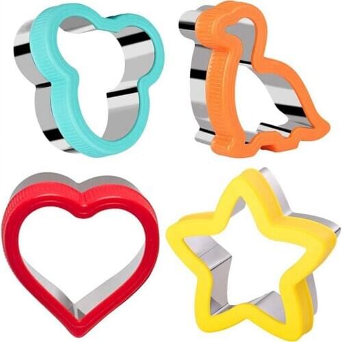 4pcs Stainless Steel Vegetable Cutter Shapes Set Sandwiches Cutters Set Cookie Fruit Cutter Shape Kitchen Food Decoration