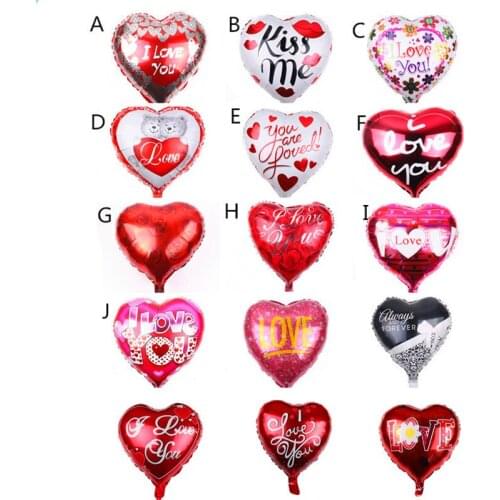 50pc 18inch Heart-shaped I Love You Kiss Me Foil Balloons Heart Wedding Valentines Day Helium Balloon Globos Party Decoration