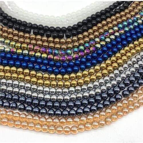 50pcs 8mm Metal Color AB color Round Acrylic Bead Loose Spacer Beads For Jewelry Making DIY Bracelet