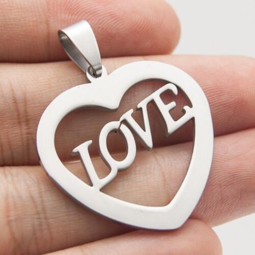 50pcs Fashion smooth double sides polished love heart mini Pendant stainless steel Metal DIY Necklace for women wholesale price