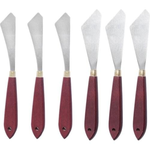 6Pcs Painting Knife Set Painting Mixing Scraper Stainless Steel Palette Knife Painting Art Spatula with Wood Handle