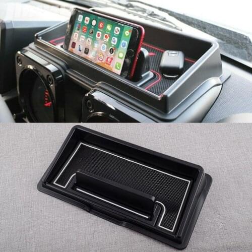 Car Black Front Center Console Dashboard Storage Box Tray Organizer Phone Holder with Mat Fit for Suzuki Jimny 2021 2020 2019