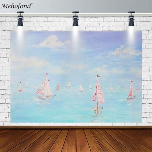 Baby Shower Subject Photography Background Boat Clouds River Blue Sky Newborn Birthday Backdrop Photophone Photozone Decor Props