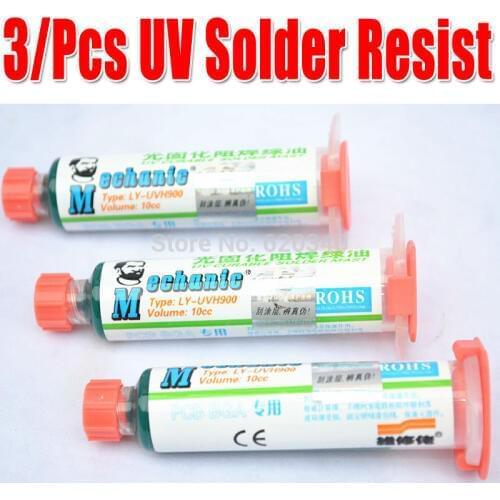 Free shipping 3/PCS UV Solder Resist PCB UV Curable Solder Great Mast 10CC Prevent Corrosion Arcing for PCB BGA