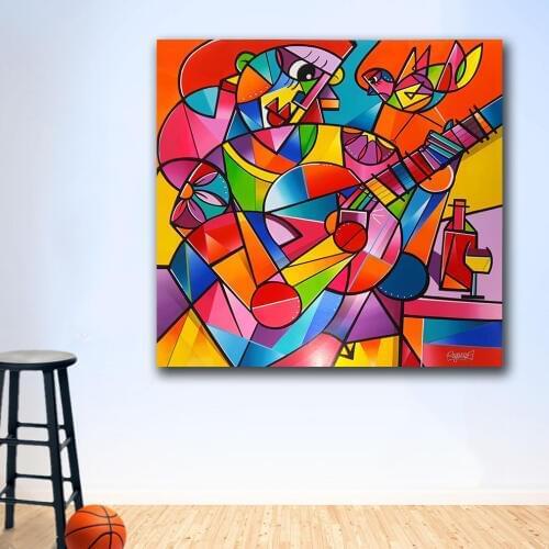 Large size Printing Oil painting pop art Guitarist wall art canvas prints pictures for living room and bedroom No Frame