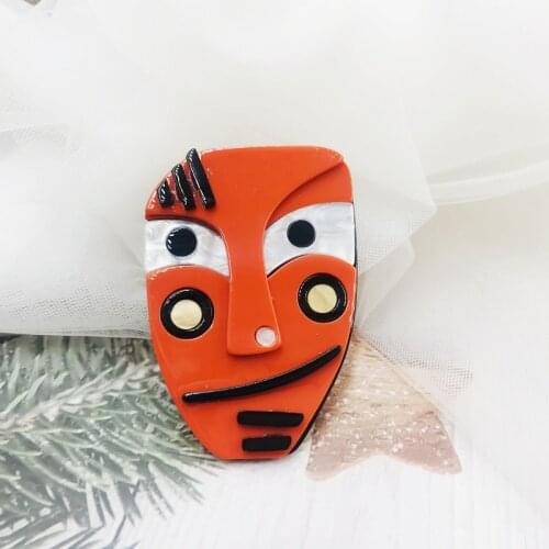 ZiccoWong Abstract Face Brooch Badge For Women Girl Acrylic Asymmetric Human Face Broche Pins Fashion Clothes Party Jewelry