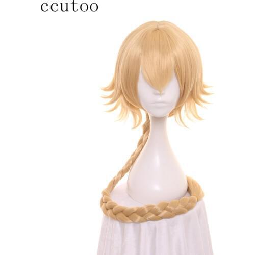 Ccutoo 100cm Light Golden Long Synthetic Hair Braid Fate/Apocrypha Ruler Joan of Arc Cosplay Wig Halloween Party Wigs Hair